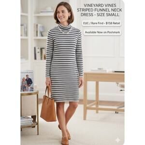 Vineyard Vines Striped Funnel Neck Dress Size Small EUC Rare Find $158 Retail